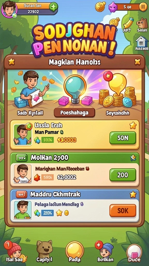 Menu permainan yang mudah dinavigasi.