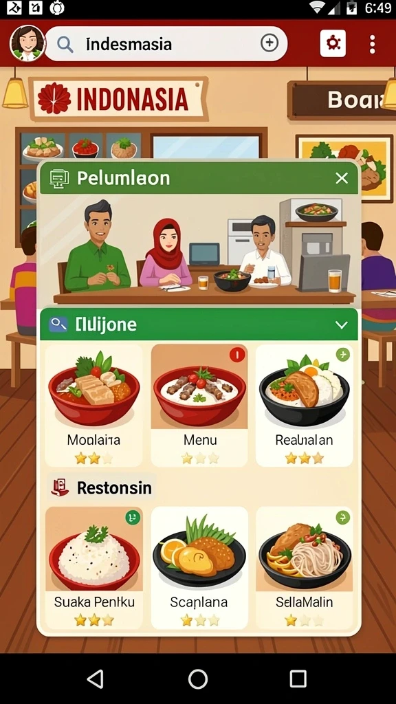 Menu permainan yang beragam dan mudah diakses.