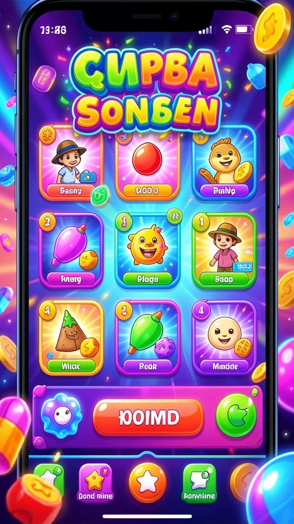 Screenshot menampilkan permainan slot dengan grafis yang menarik.